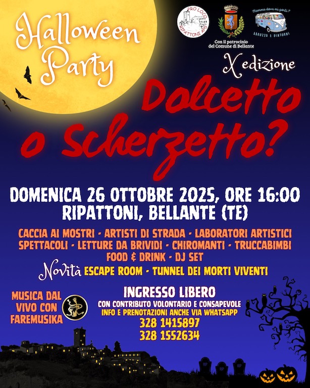 Halloween Party 2025 a Ripattoni di Bellante il programma completo