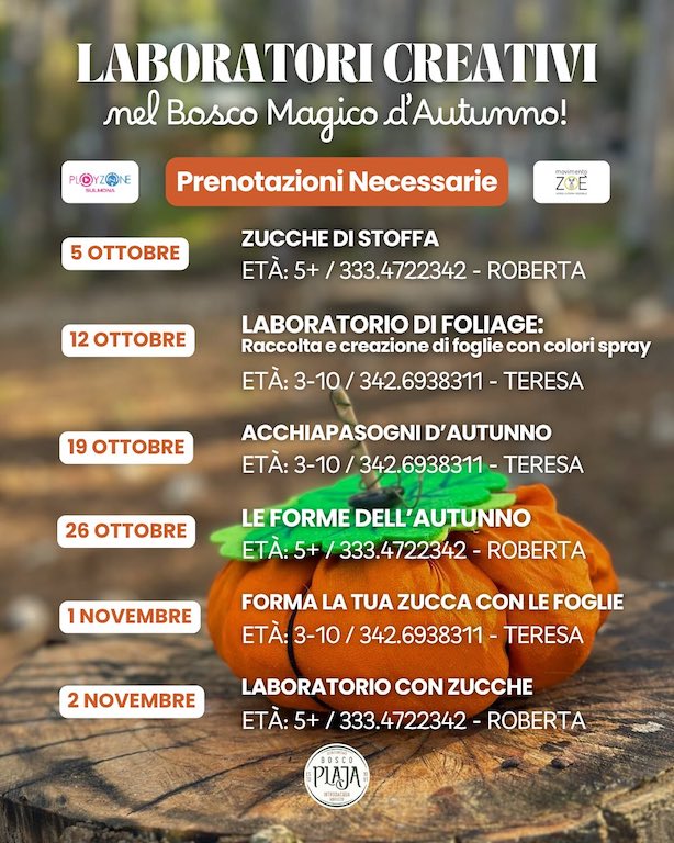 Laboratori creativi nel bosco magico d'autunno a Introdacqua