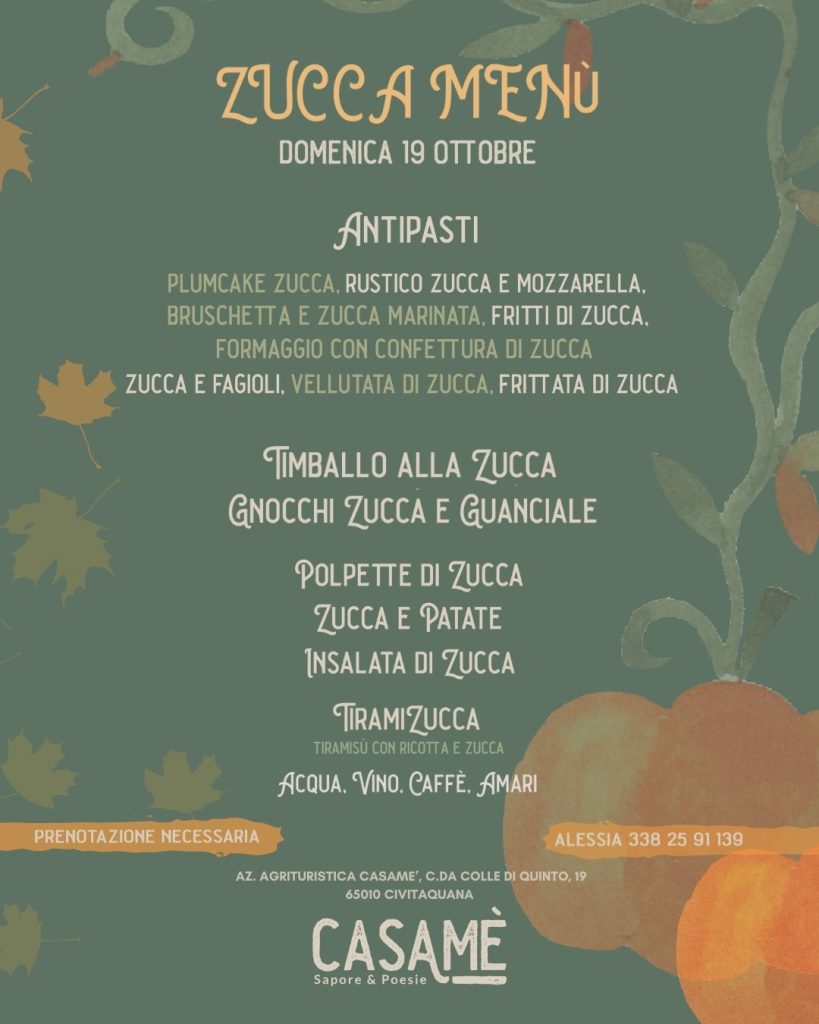 Pranzo d'autunno in agriturismo a Civitaquana a base di zucca