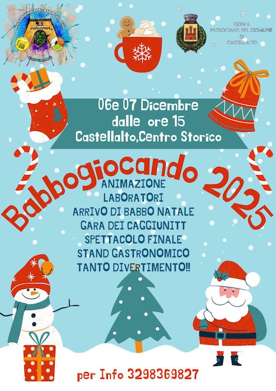 Babbogiocando 2025 a Castellalto Babbo Natale, animazione, laboratori, gare culinarie