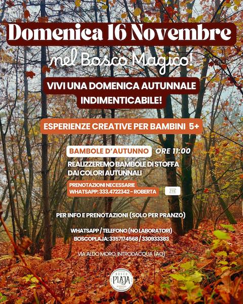Domenica nel bosco a Introdacqua laboratori creativi e prodotti tipici