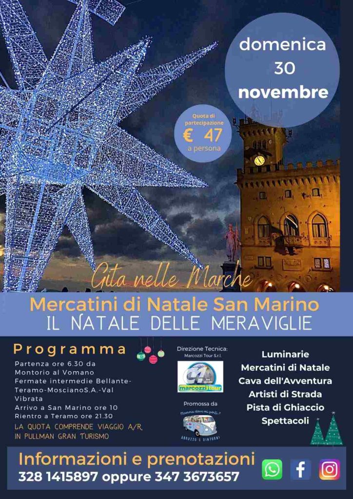 Gita a San Marino al Natale delle Meraviglie luminarie, Mercatini