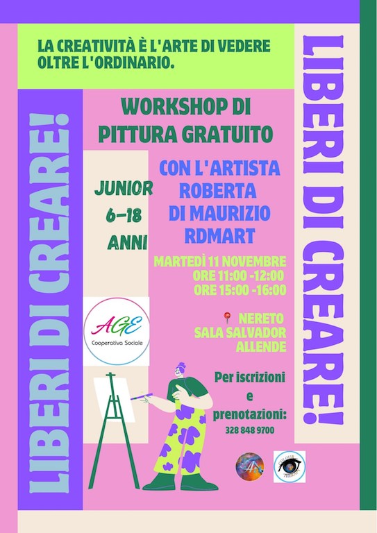 Laboratorio di pittura gratuito a Nereto con la pittrice Roberta Di Maurizio