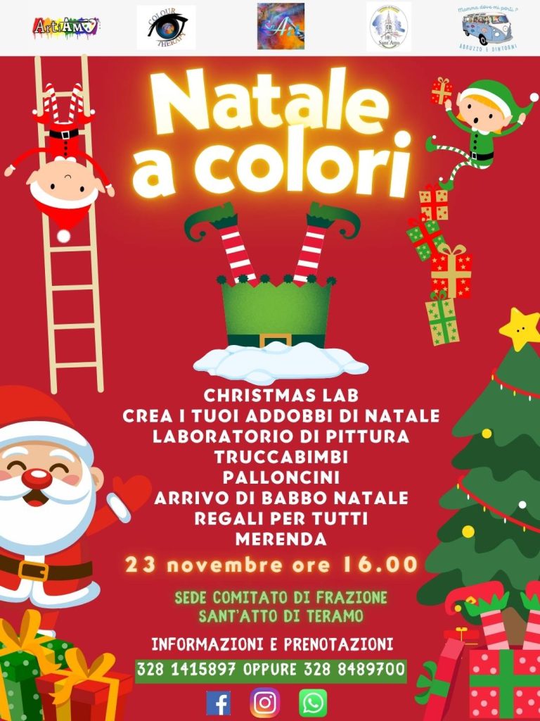 Natale a Colori a Teramo laboratori, Truccabimbi, palloncini, Babbo Natale e merenda