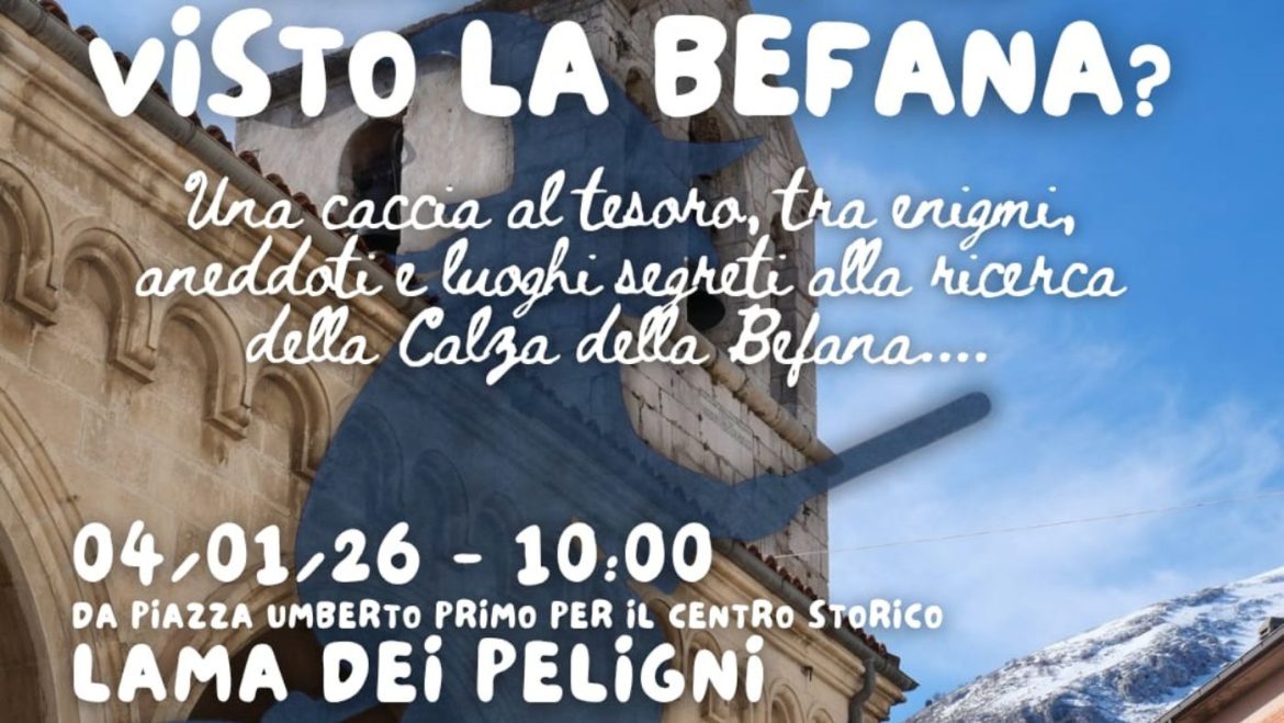 Befana a Lama dei Peligni con Caccia al Tesoro indizi nei vicoli e sorpresa finale