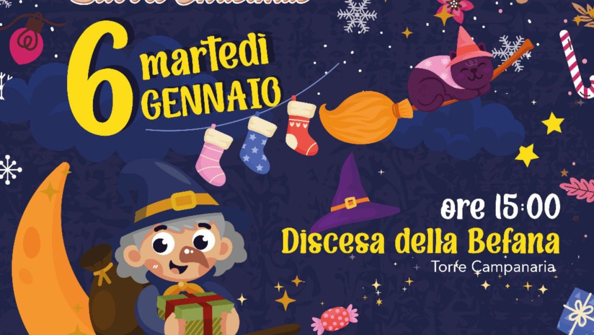 La Befana a Cellino Attanasio scende dalla Torre Campanaria a seguire Coro Gospel