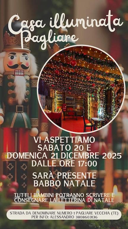 Casa Illuminata Pagliare eventi 20 e 21 dicembre