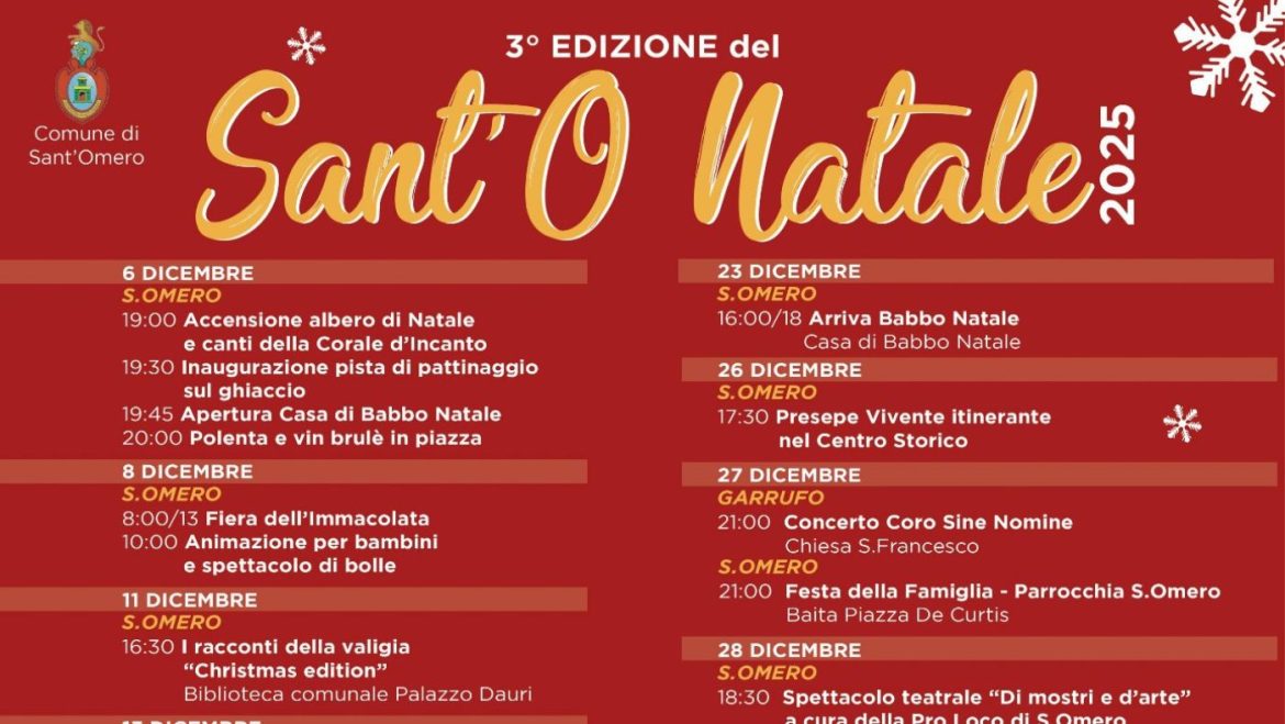 Natale 2025 a Sant’Omero il programma completo fino alla Befana