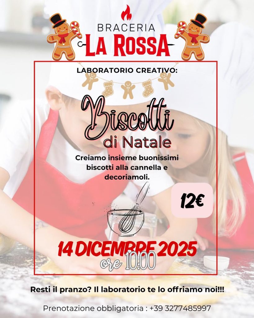 Laboratorio di biscotti di Natale con pranzo a Pianella da Braceria La Rossa