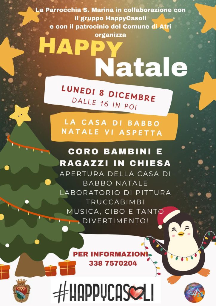 Natale ad Atri con Happy Casoli Babbo Natale, laboratori, truccabimbi