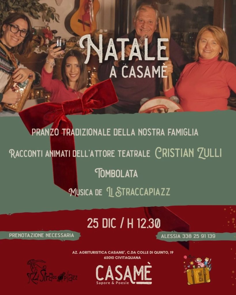 Pranzo di Natale in agriturismo a Civitaquana da Casamè tradizione, racconti e tombolata