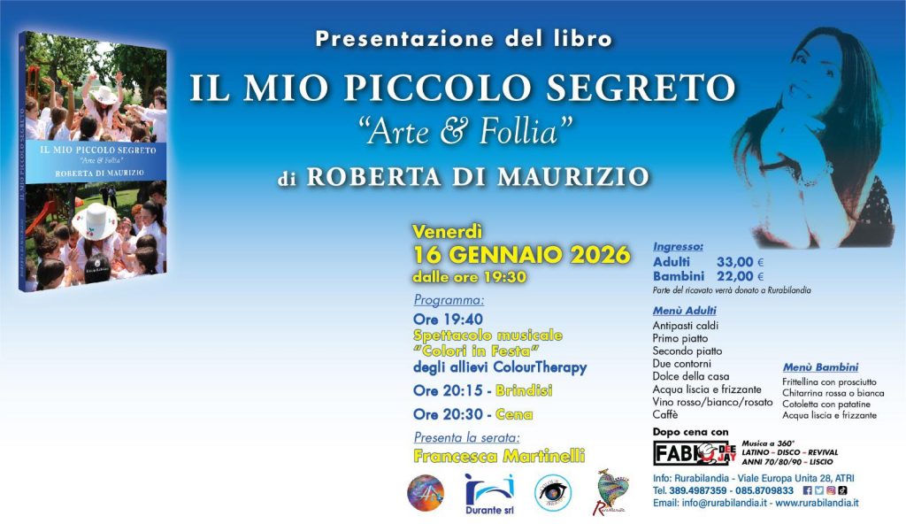 Arte e Follia di Roberta Di Maurizio, presentazione libro e cena spettacolo ad Atri