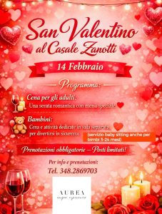 San Valentino al Casale Zanotti a Moscufo cena romantica e attività per i bambini