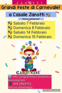 Carnevale a Casale Zanotti a Moscufo aperitivo, pranzo e festa con animazione