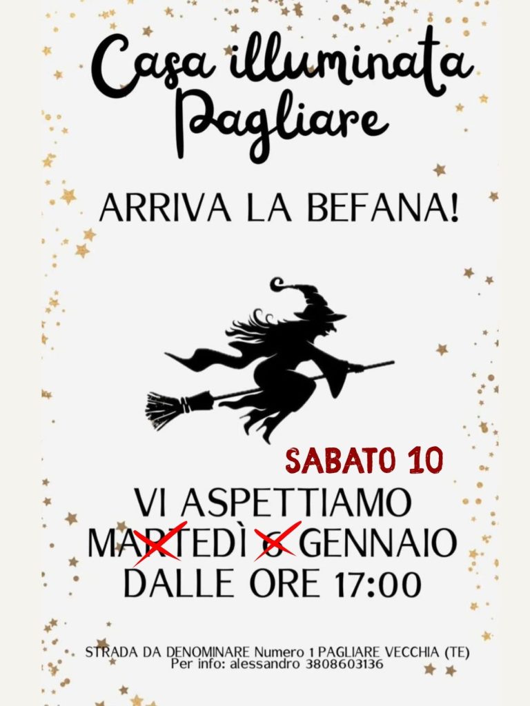 Arriva la Befana a La Casa Illuminata a Pagliare di Morro d'Oro