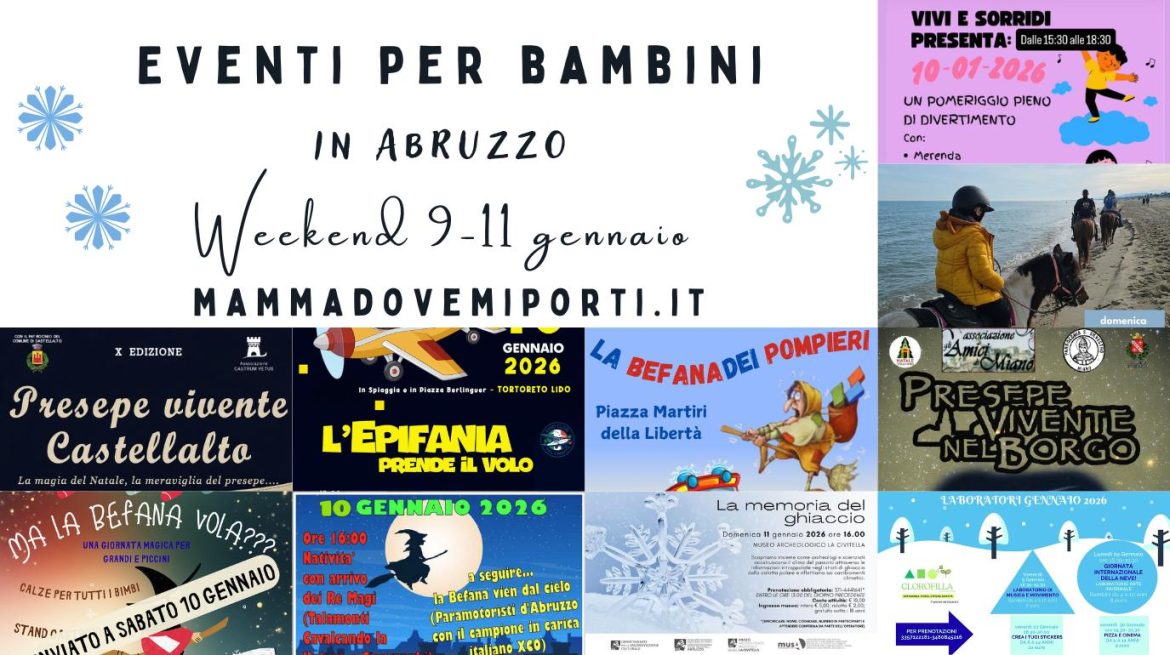 Cosa fare dal 9 all’11 gennaio 2026 in Abruzzo eventi per bambini e adulti