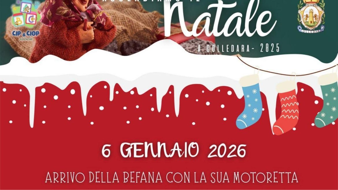 Befana a Colledara arrivo in motoretta e laboratorio creativo