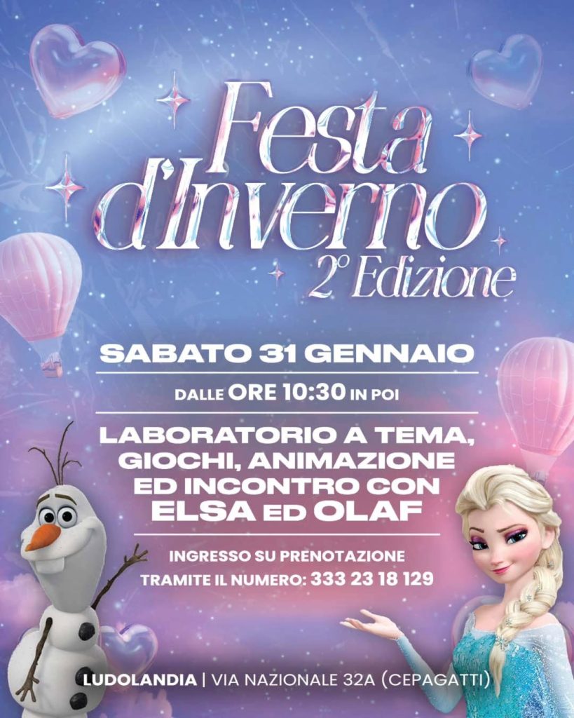Festa d'Inverno a Cepagatti laboratorio, giochi, animazione con Elsa e Olaf