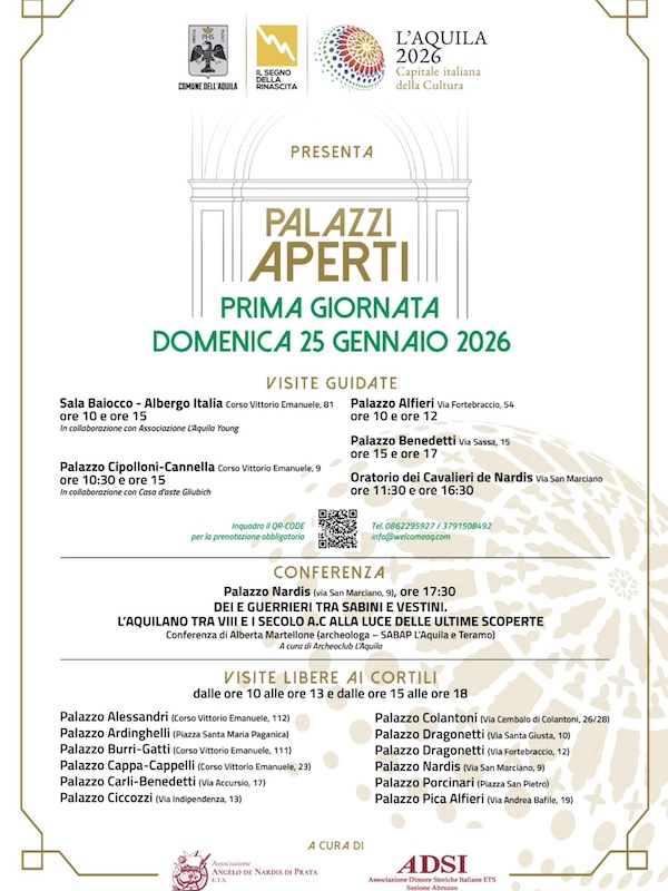 Palazzi Aperti a L'Aquila il programma completo- visite guidate, conferenza e visite libere ai cortili