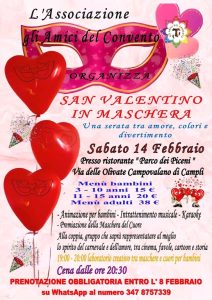 San Valentino in maschera a Campovalano di Campli amore, colori e divertimento