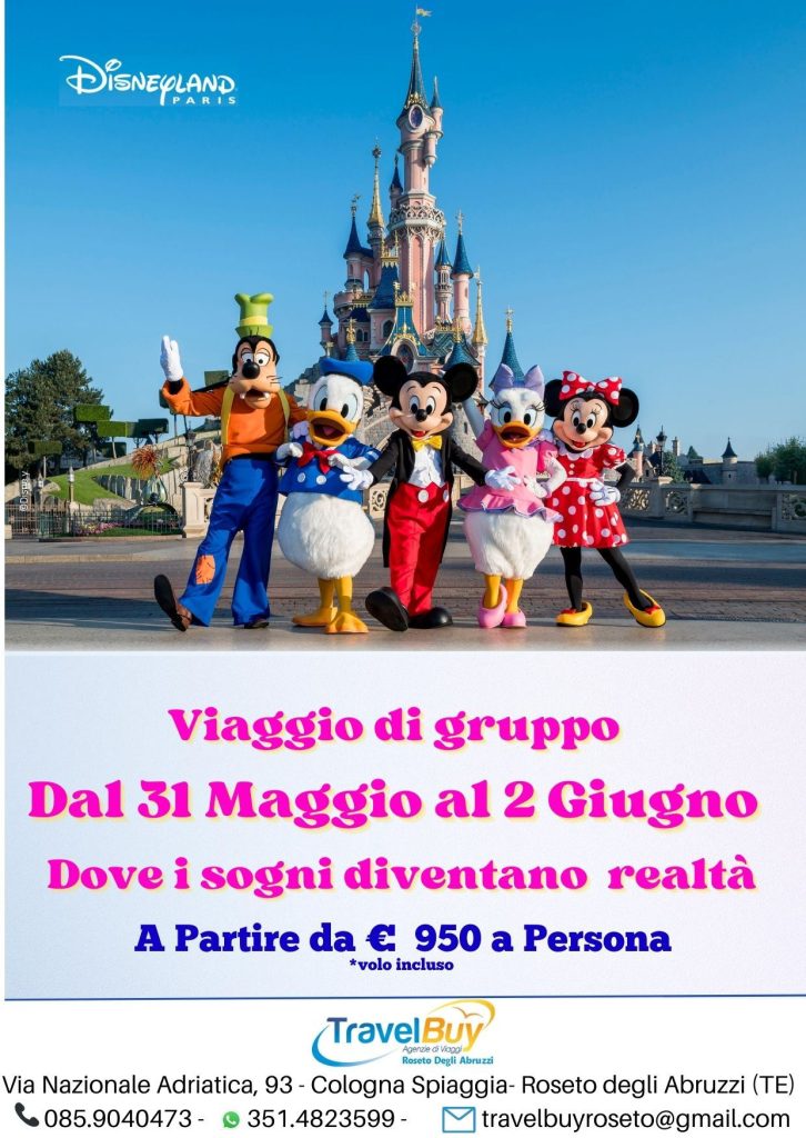 Viaggio di gruppo a Disneyland Paris a primavera da Roseto degli Abruzzi