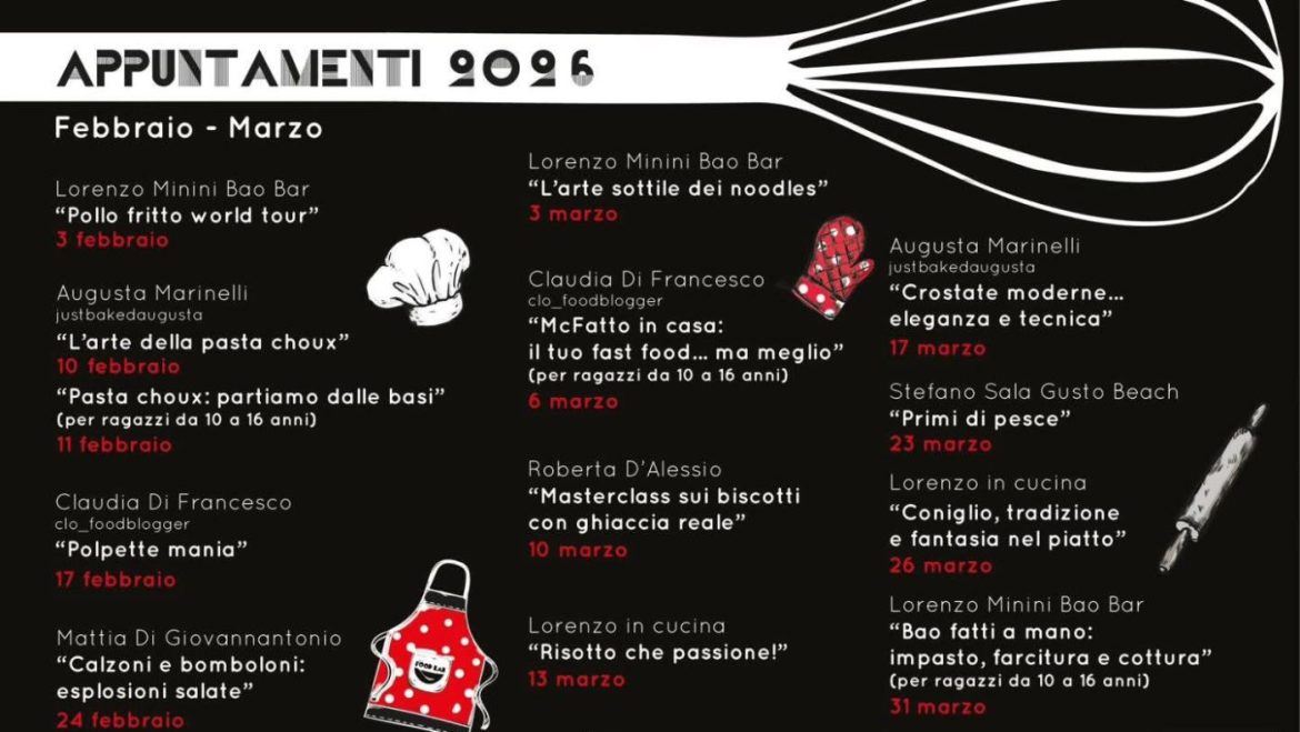 Corsi di Cucina a Teramo il programma completo di febbraio e marzo