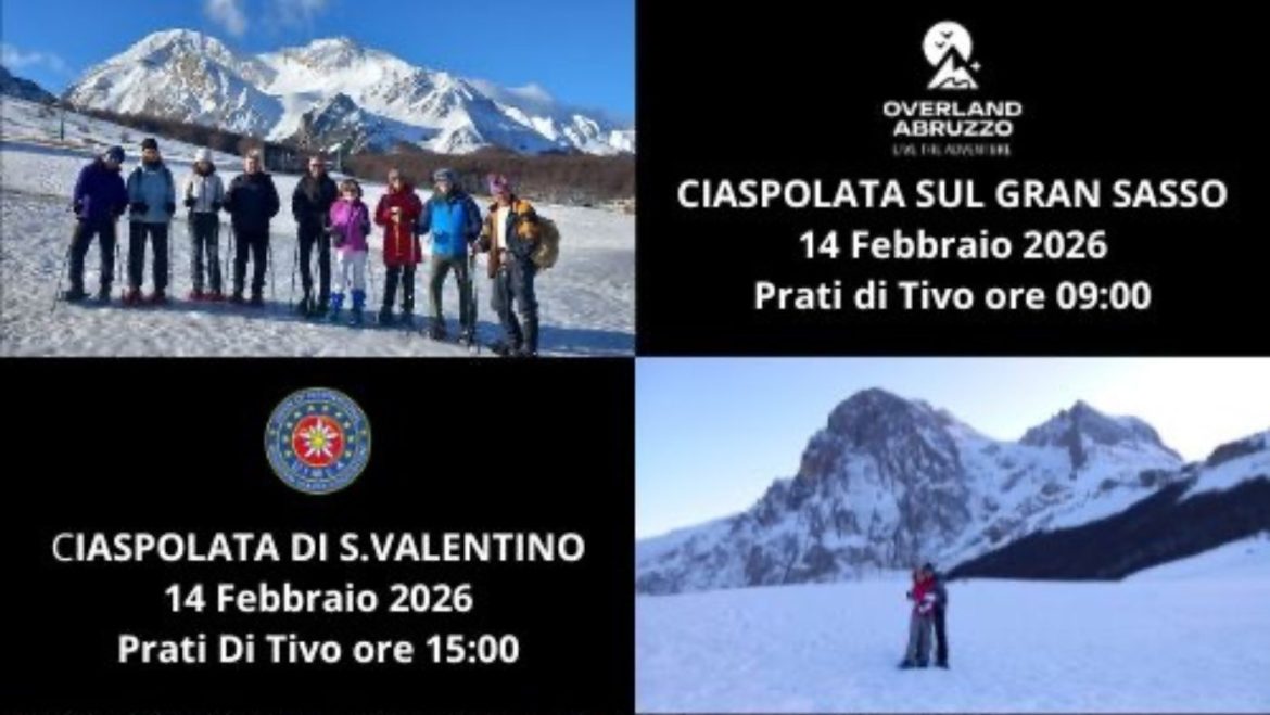 Ciaspolate di San Valentino al mattino e al tramonto a Prati di Tivo con polenta finale