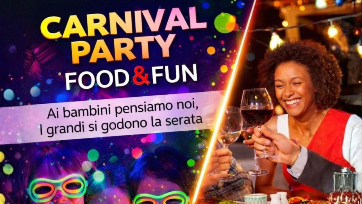 Carnival Party cena, laboratorio Fluo, giochi, musica, sfilata