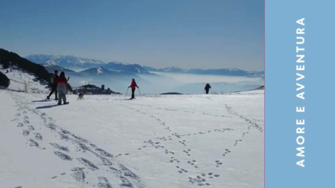 Ciaspolata di San Valentino al tramonto a Campo Imperatore