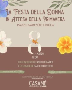 Festa della Donna a Civitaquana pranzo, narrazione e musica da CasaMè
