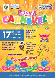 Festa di Carnevale a Orsogna animazione, musica, giochi, merenda