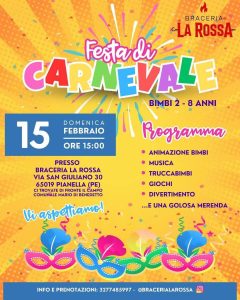 Festa di Carnevale a Pianella animazione, musica, giochi, truccabimbi, merenda