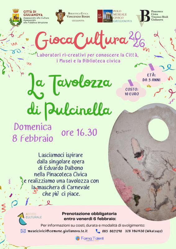 Laboratorio di Carnevale a Giulianova con la tavolozza di Pulcinella