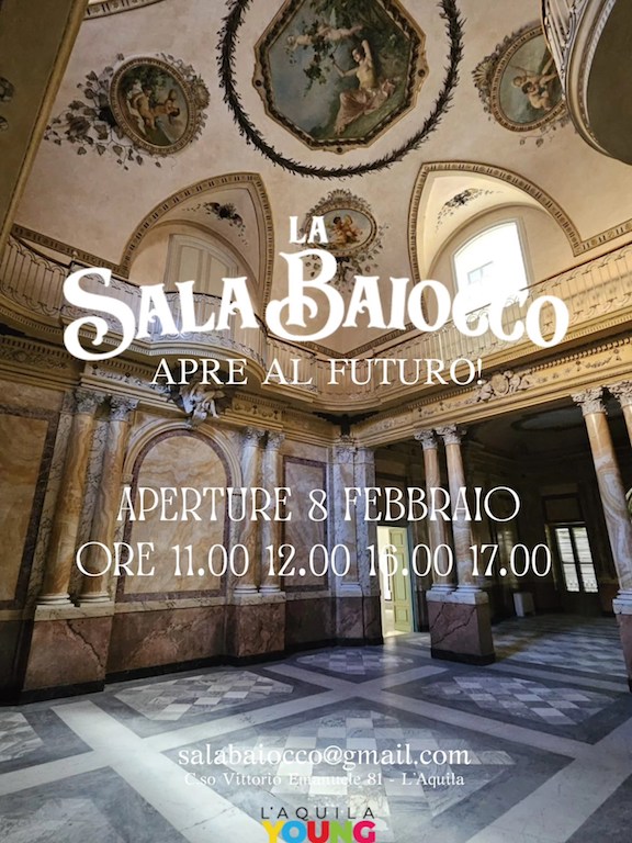 Sala Baiocco a L'Aquila le aperture del weekend con visita guidata