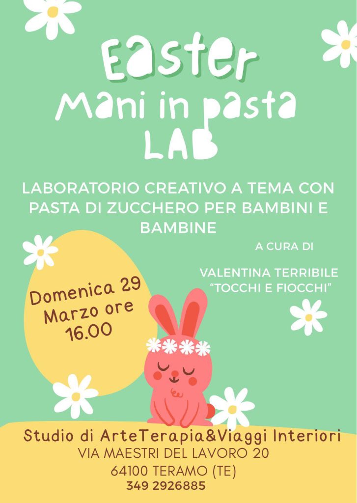 "Easter Mani in Pasta Lab" laboratorio creativo di pasta di zucchero per bambini a Teramo