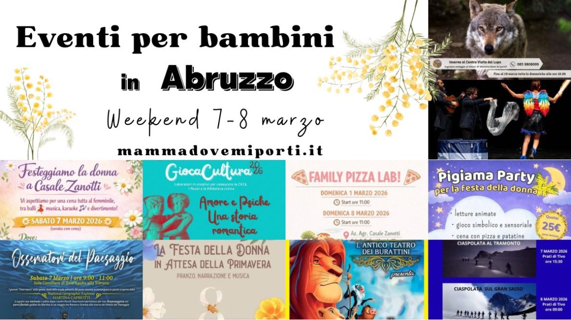 Cosa fare il 7 e l’8 marzo 2026 in Abruzzo eventi per bambini e adulti