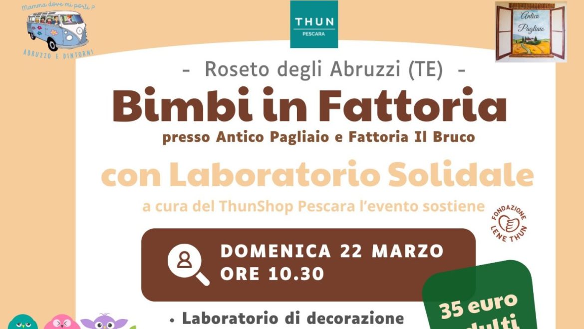 Bimbi in Fattoria 2026 a Roseto degli Abruzzi laboratorio solidale e pranzo