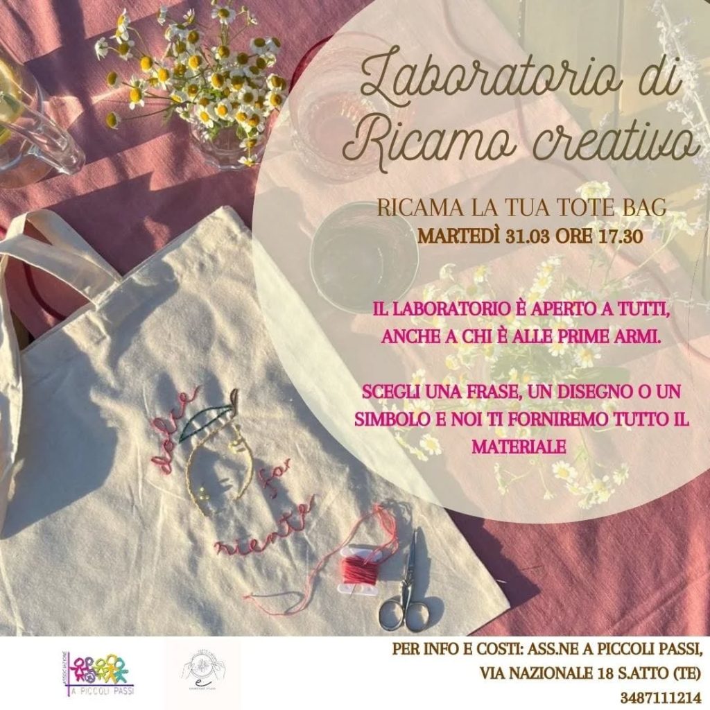 Laboratorio di ricamo creativo a Sant'Atto di Teramo ago, filo e fantasia