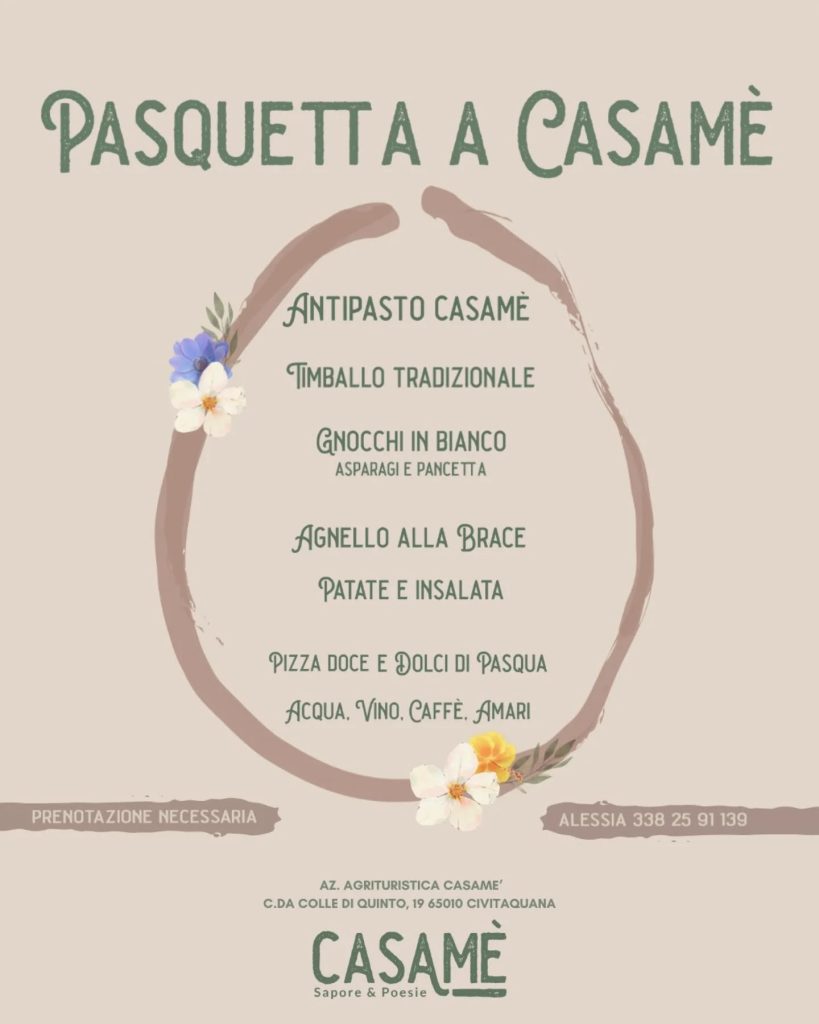Pasqueta in agriturismo a Civitaquana