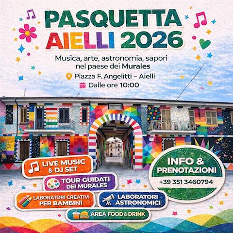 Pasquetta Aielli 2026 musica, arte, astronomia