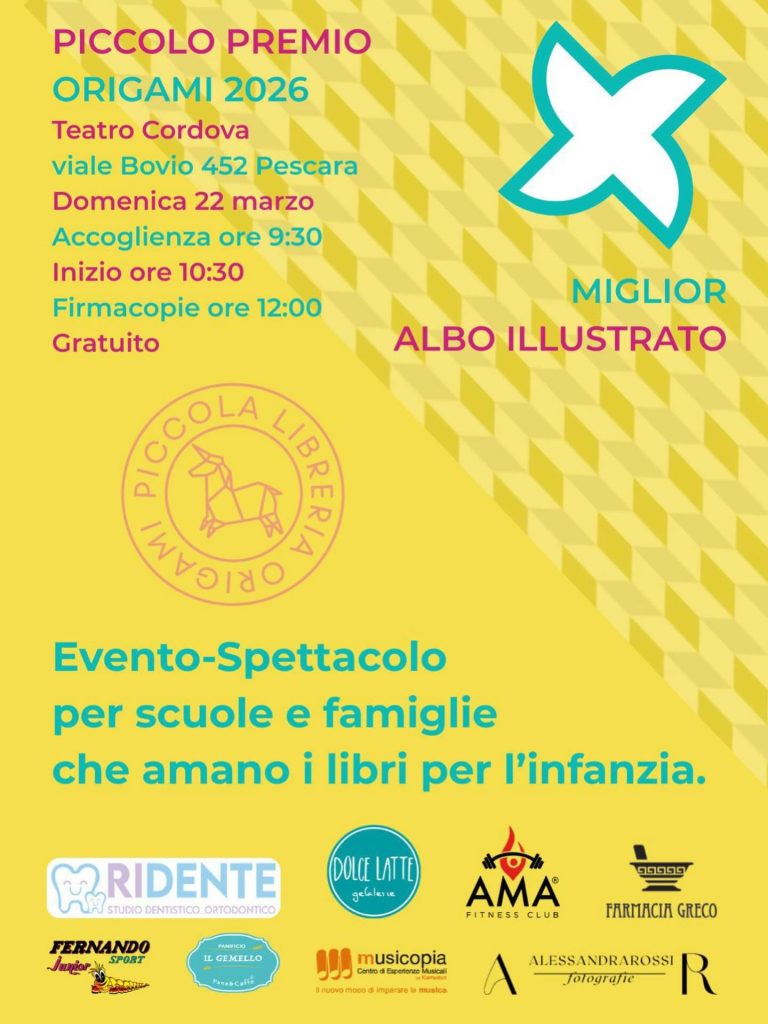 Piccolo Premio Origami a Pescara premio Miglior Albo Illustrato e presentazione libro di Arianna Andreoli autrice