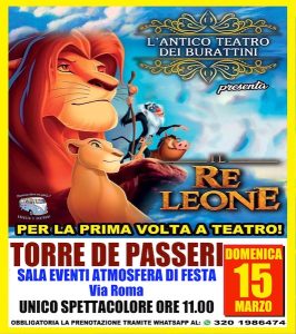 Teatro dei Burattini a Torre dei Passeri con le avventure di Il Re Leone