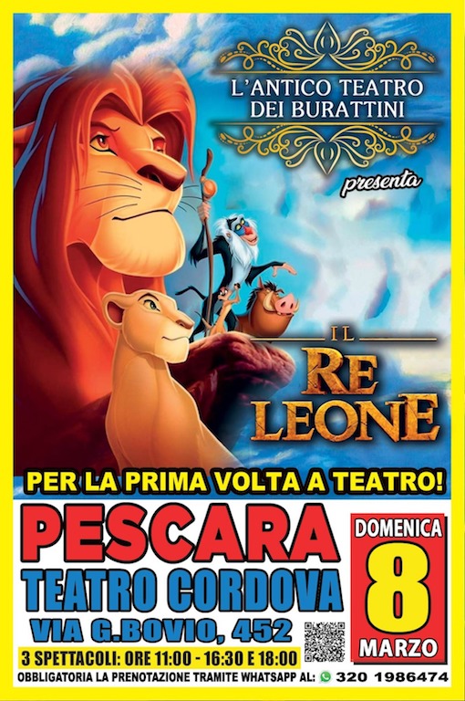 Teatro dei burattini a Pescara con Il Re Leone