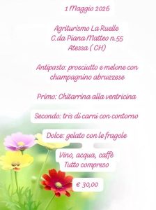 1 maggio in agriturismo ad Atessa tradizione e gusto menù
