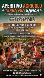 Aperitivo Agricolo a Isola del Gran Sasso d'Italia per tutta l'estate da Terra Mia Ranch
