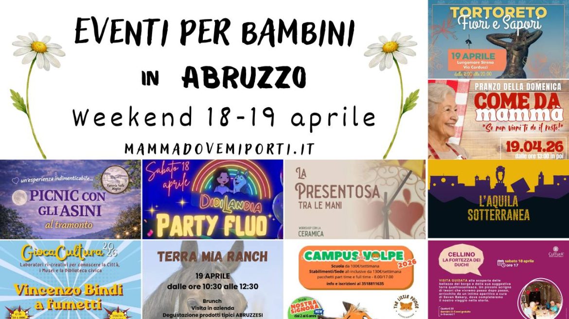 Eventi per bambini e adulti in Abruzzo cosa fare e cosa vedere il 18 e 19 aprile 2026