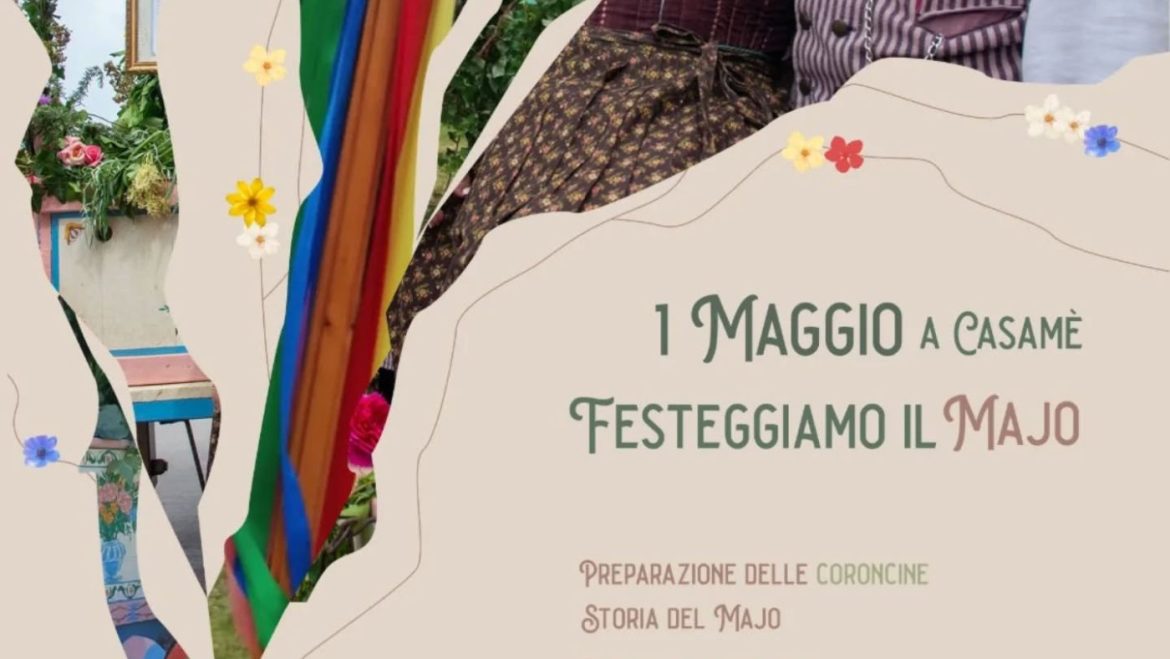 1 maggio a Civitaquana Casamè festeggia il Majo coroncine, virtù, Laccio d’Amore, falò