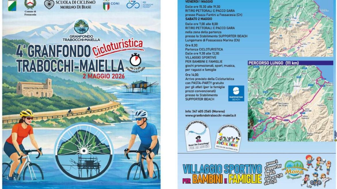 Granfondo Trabocchi-Maiella 2026 Cicloturistica e Villaggio Sportivo per bambini e famiglie