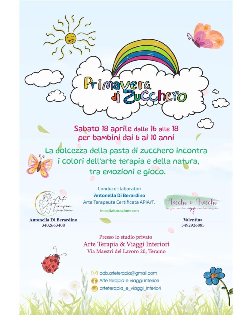 Laboratorio creativo per bambini a Teramo pasta di zucchero e arte terapia