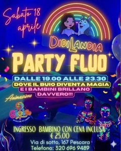 Party Fluo a Pescara cena, giochi, musica e divertimento per i piccoli